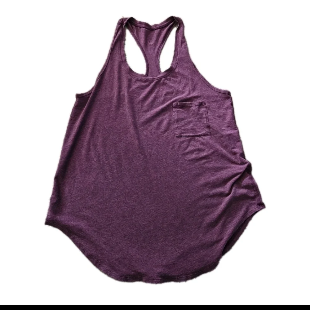 Lululemon Womens Heathered Plum Purple Yogi Racer Back Soft Workout Tank M